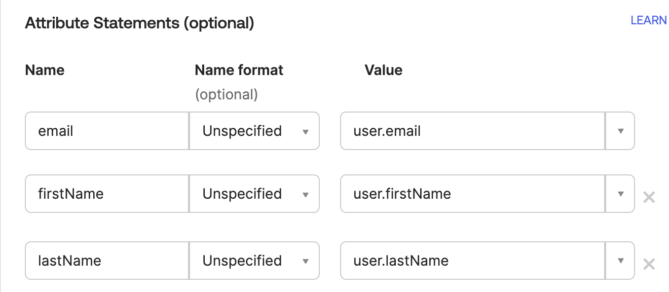 Configuring SSO using Okta with SAML Attribute Statements